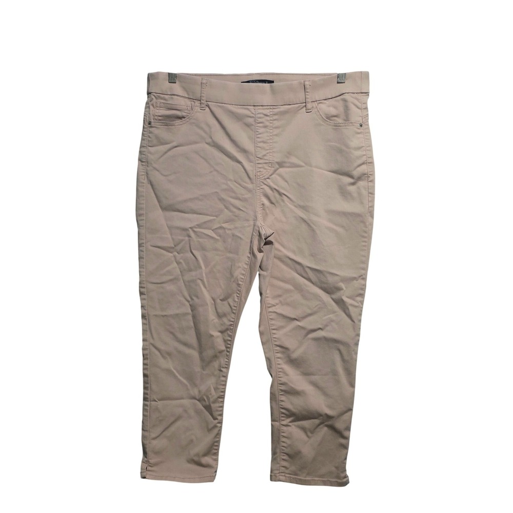 Stitch Star Womens Tan Khaki Pull On Cropped Pants XL SS5930 Stretch Mid Rise